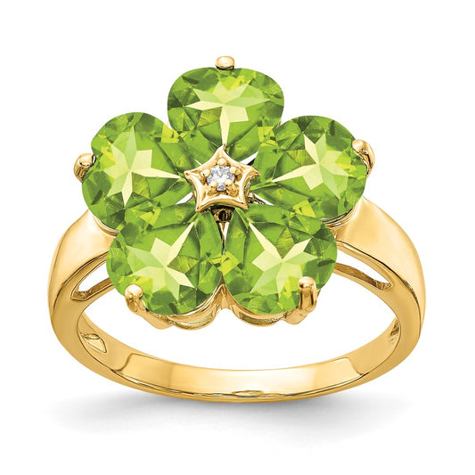 Buy Exclusive 14K Gold 6mm Heart-Shaped Peridot AA Diamond Ring - Stylish Value!