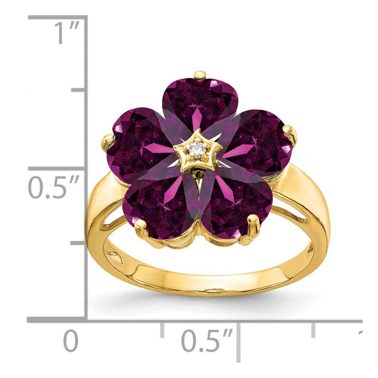 Buy Exclusive 14K Gold 6mm Heart-Shaped Rhodolite Garnet Ring with Diamonds