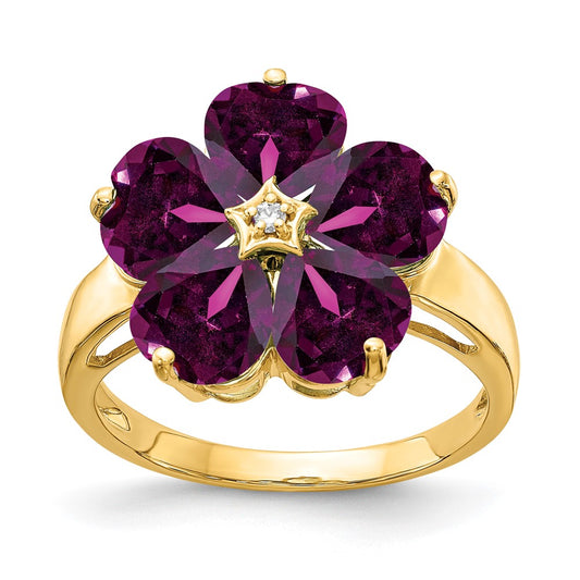 Buy Exclusive 14K Gold 6mm Heart-Shaped Rhodolite Garnet Ring with AAA Diamonds