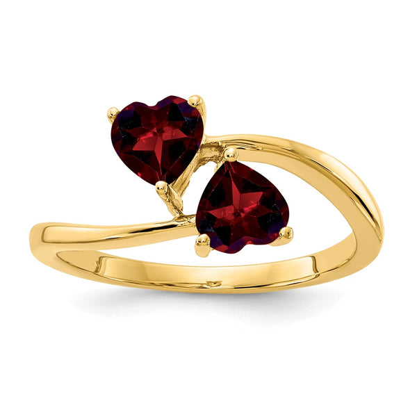 14K Gold 5mm Heart-Shaped Garnet Ring