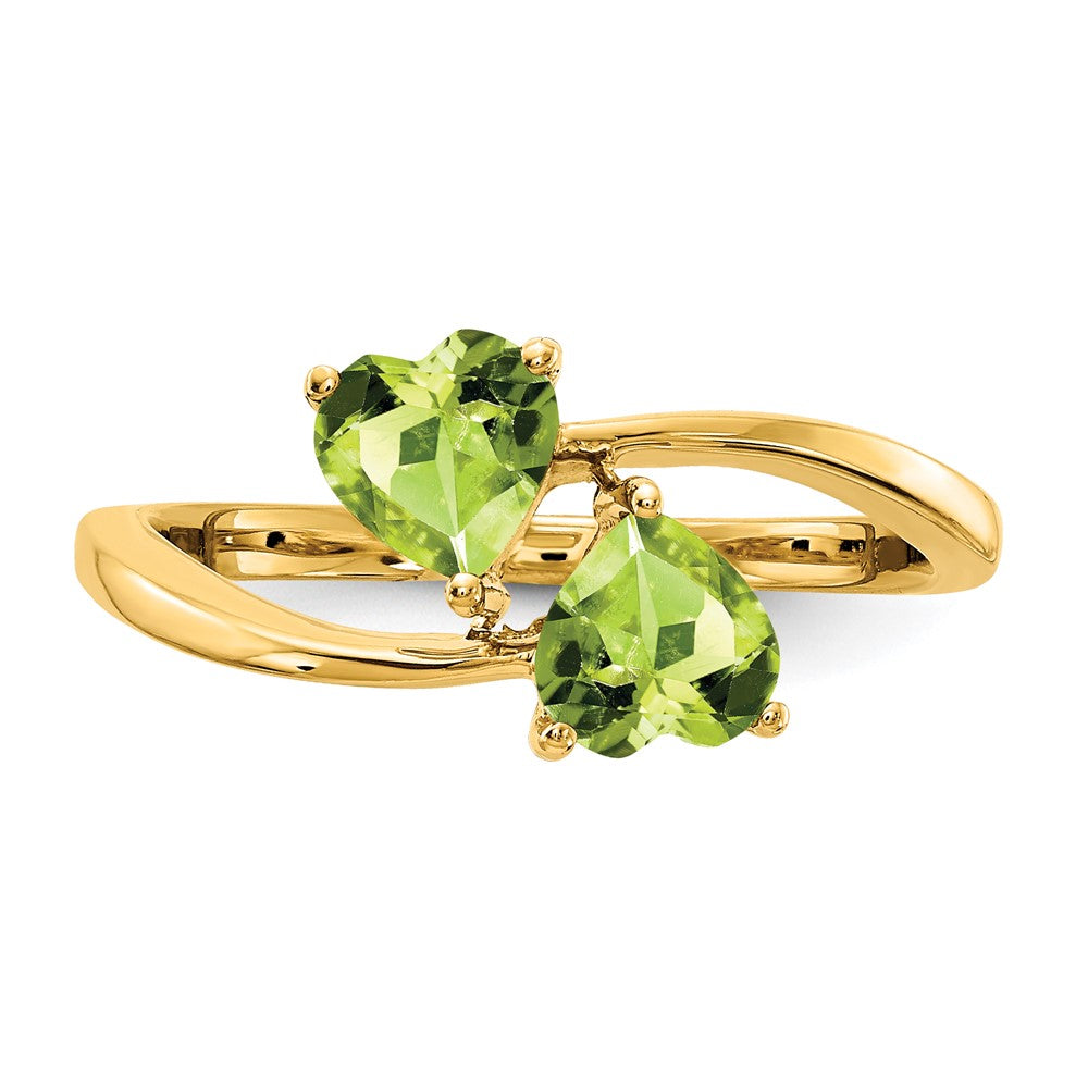 Buy Stylish 14K Gold 5mm Heart-Shaped Peridot Ring - Affordable Luxury!