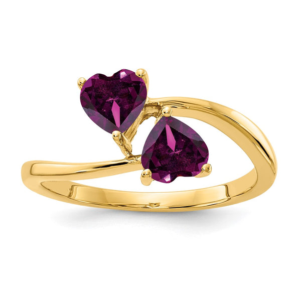 14K Gold 5mm Heart-Shaped Rhodolite Garnet Ring