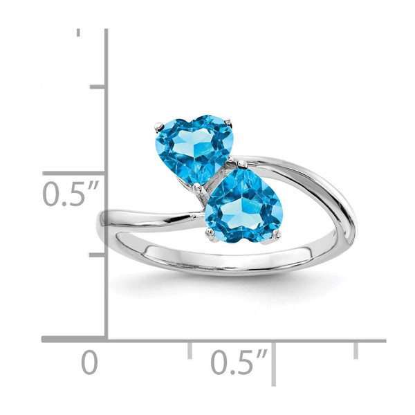 14K White Gold 5mm Heart-Shaped Blue Topaz Ring