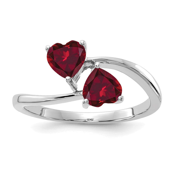 14K White Gold 5mm Heart-Shaped Created Ruby Ring