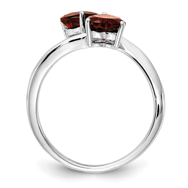 14K White Gold 5mm Heart-Shaped Garnet Ring