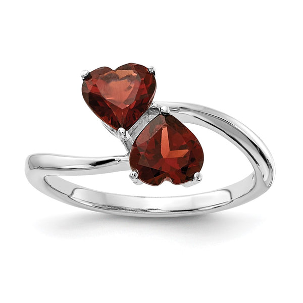 14K White Gold 5mm Heart-Shaped Garnet Ring