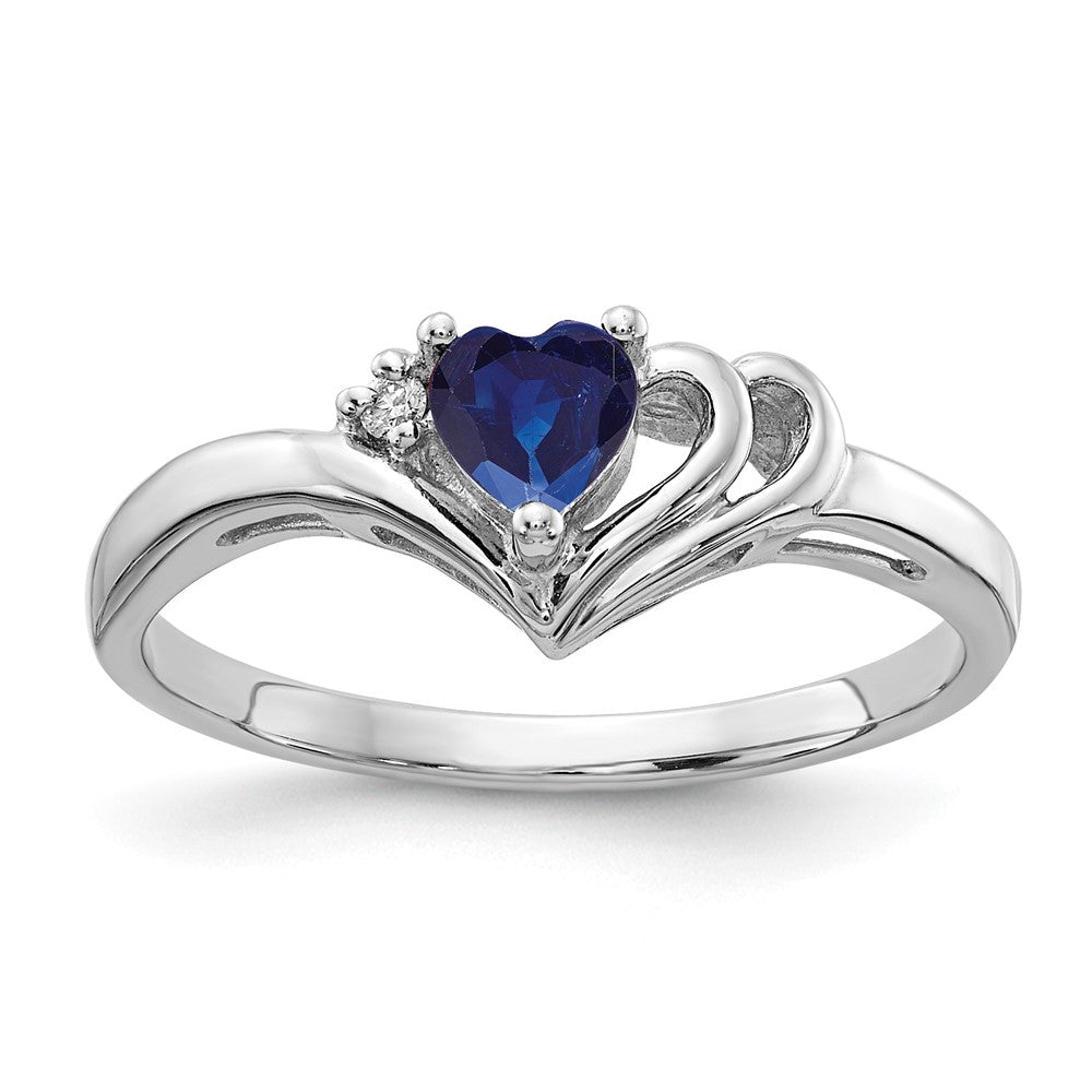 Shop Stylish 14K White Gold Heart-Shaped Sapphire & Diamond Ring | 4mm Design