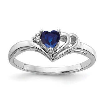 Shop Stylish 14K White Gold Heart-Shaped Sapphire & Diamond Ring | 4mm Design