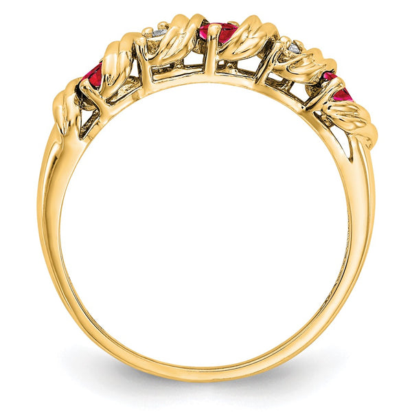 14K Gold Ruby and AA Diamond Ring - 2.75mm