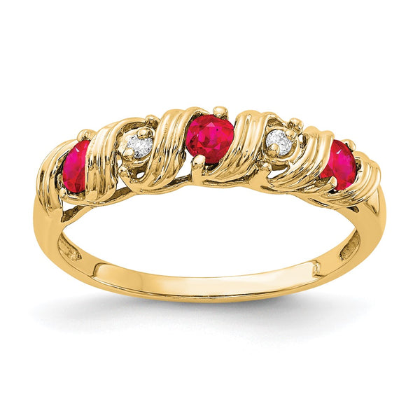 14K Gold Ruby and AA Diamond Ring - 2.75mm