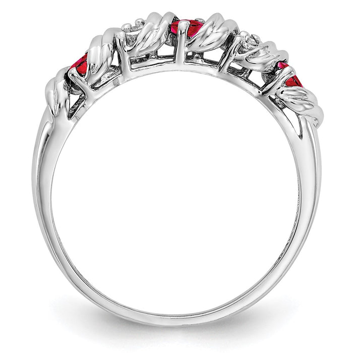 High-Quality 14K White Gold 2.75mm AAA Ruby & Diamond Ring - Stylish Value!-2