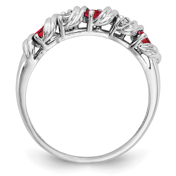 Exclusive 14K White Gold Ruby & AA Diamond Ring - Stylish 2.75mm Design