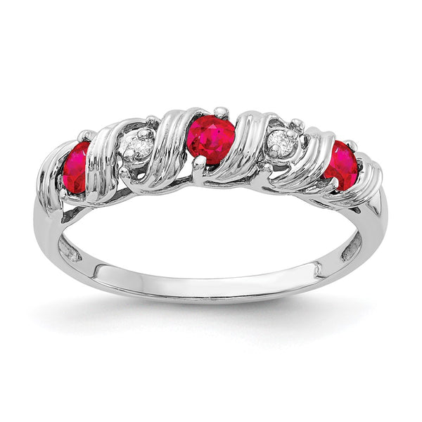 Exclusive 14K White Gold Ruby & AA Diamond Ring - Stylish 2.75mm Design