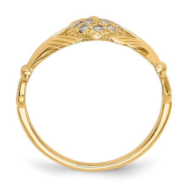 14K Yellow Gold Claddagh Ring with 1/10ct AA Diamond
