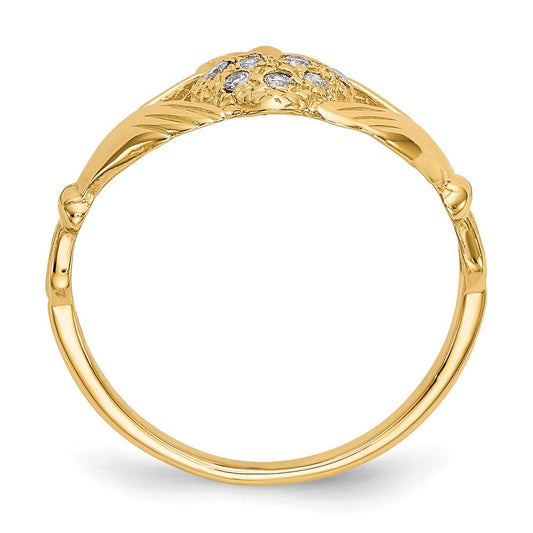 Shop Exclusive 14K Yellow Gold Claddagh Ring with 1/10ct AA Diamond - Stylish Value!