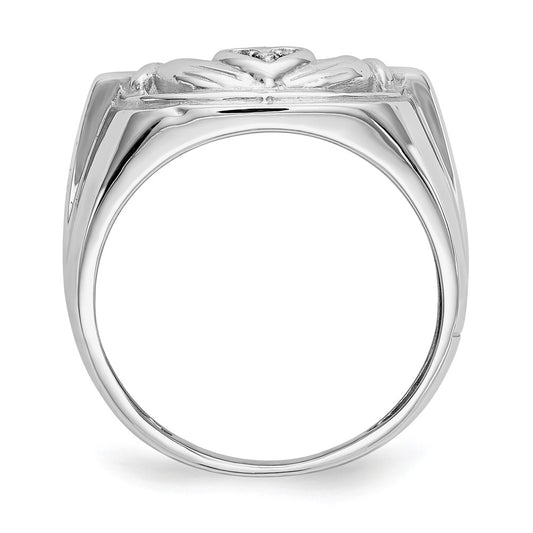 Buy Exclusive 14K White Gold Men's Claddagh Ring with AA Diamond Accents