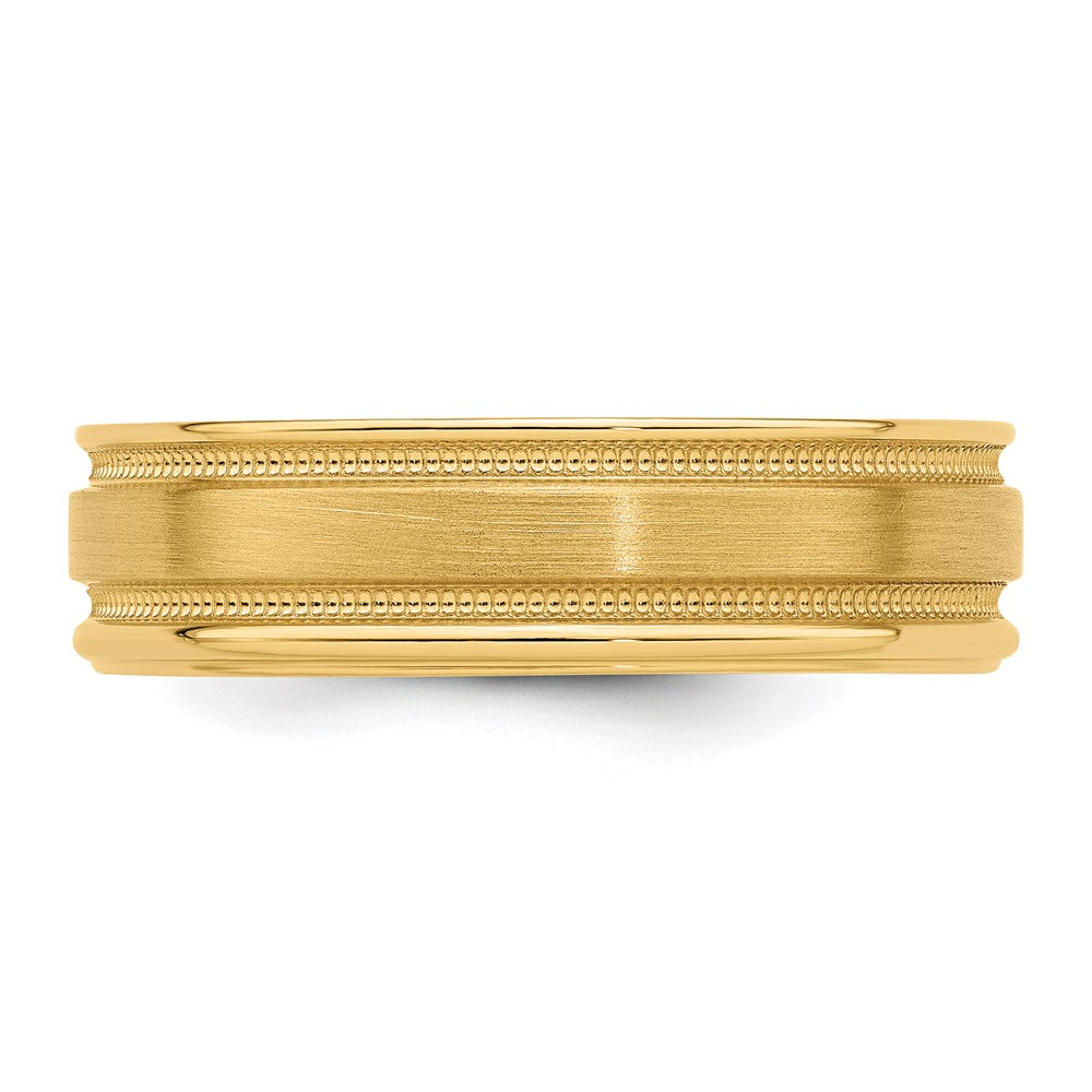 Shop 14K Gold Heavyweight 6mm Wedding Band - Stylish Satin & Milgrain Edges!