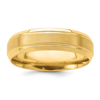 Buy 14K Gold 6mm Comfort Fit Wedding Band - Stylish Brushed Satin Edge, Size 8.5