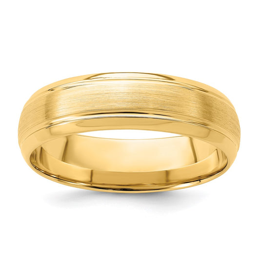Buy 14K Yellow Gold 6mm Comfort Fit Wedding Band - Stylish Satin Finish