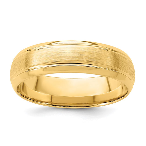 14K Yellow Gold 6mm Comfort Fit Wedding Band - Satin, Size 10