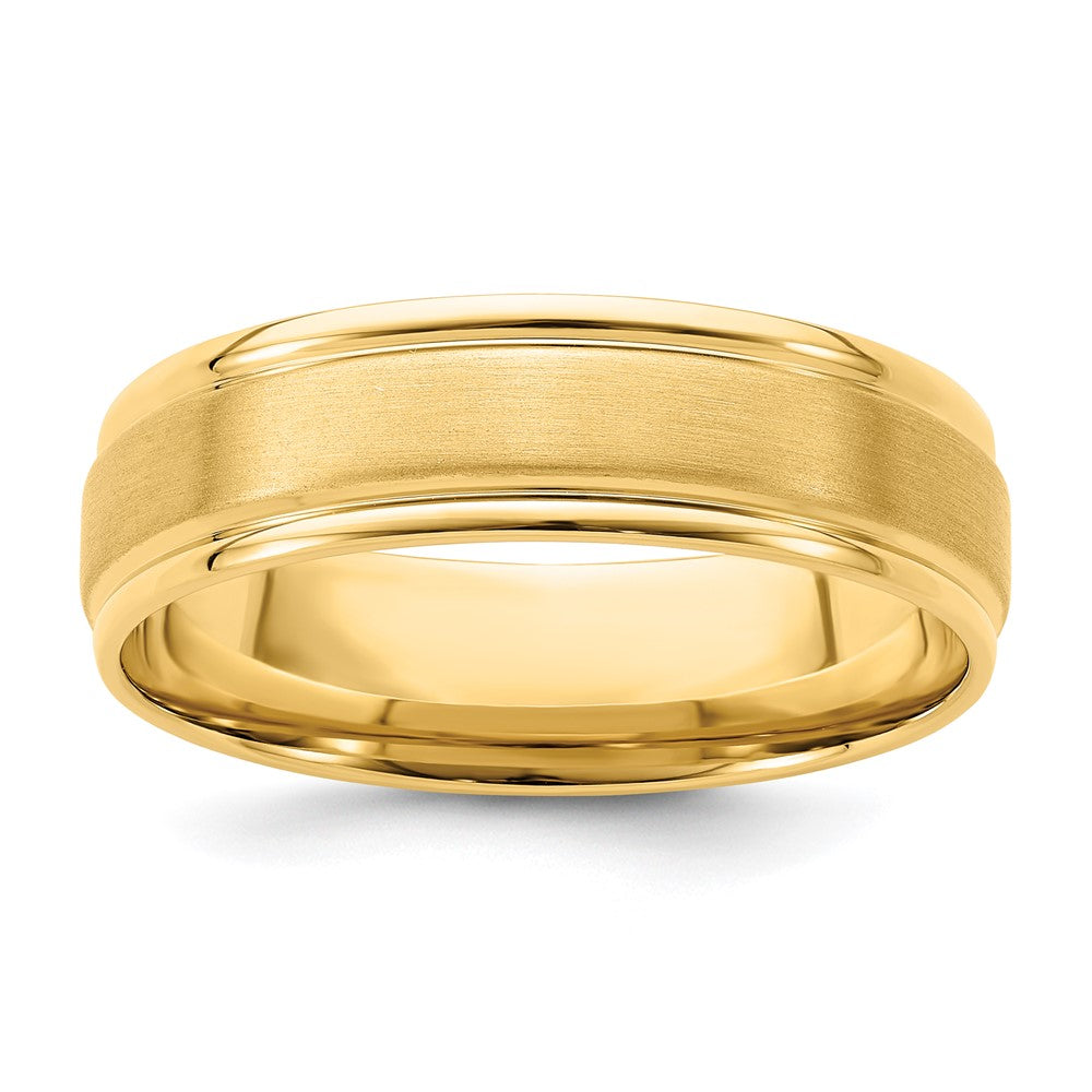 Exclusive 14K Gold 6mm Comfort Fit Wedding Band - Stylish Satin & Polished Edges