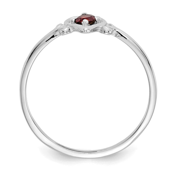 14K White Gold Heart Ring with Garnet Birthstone