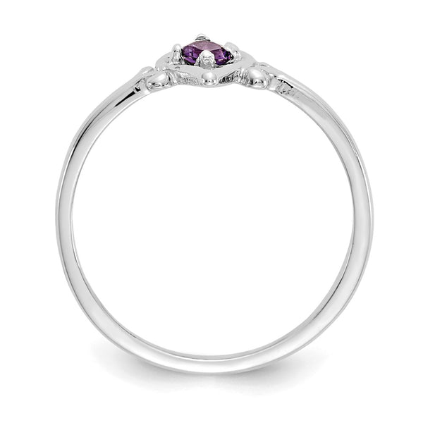 14K White Gold Heart Ring with Amethyst