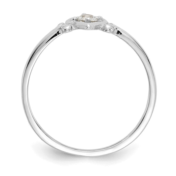 14K White Gold Heart Ring with Aquamarine