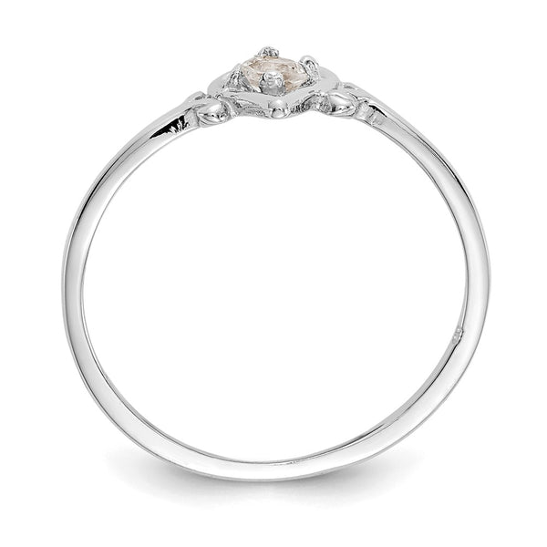 14K White Gold Heart Ring with White Topaz