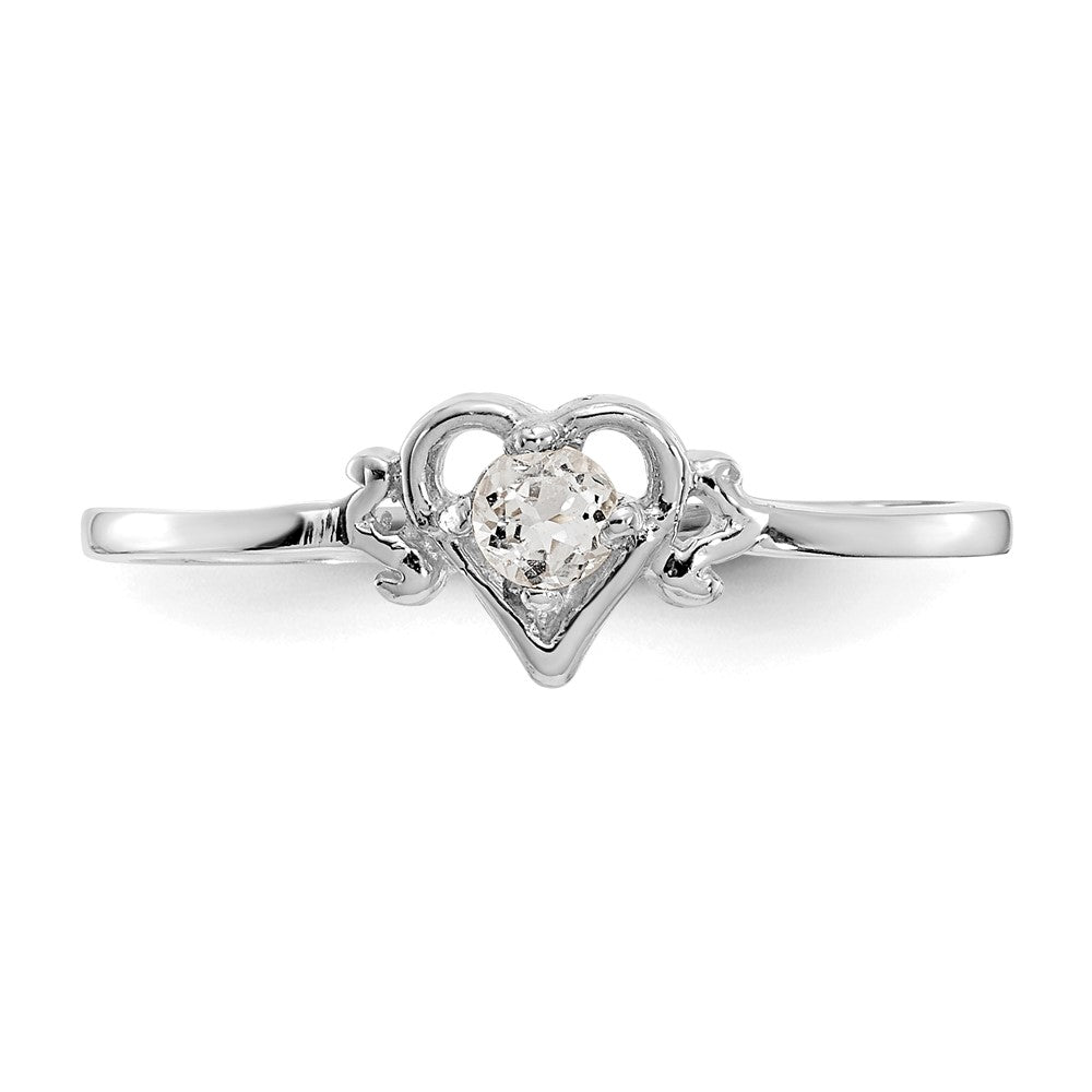 High-Quality 14K White Gold Heart Ring with White Topaz | Affordable Luxury