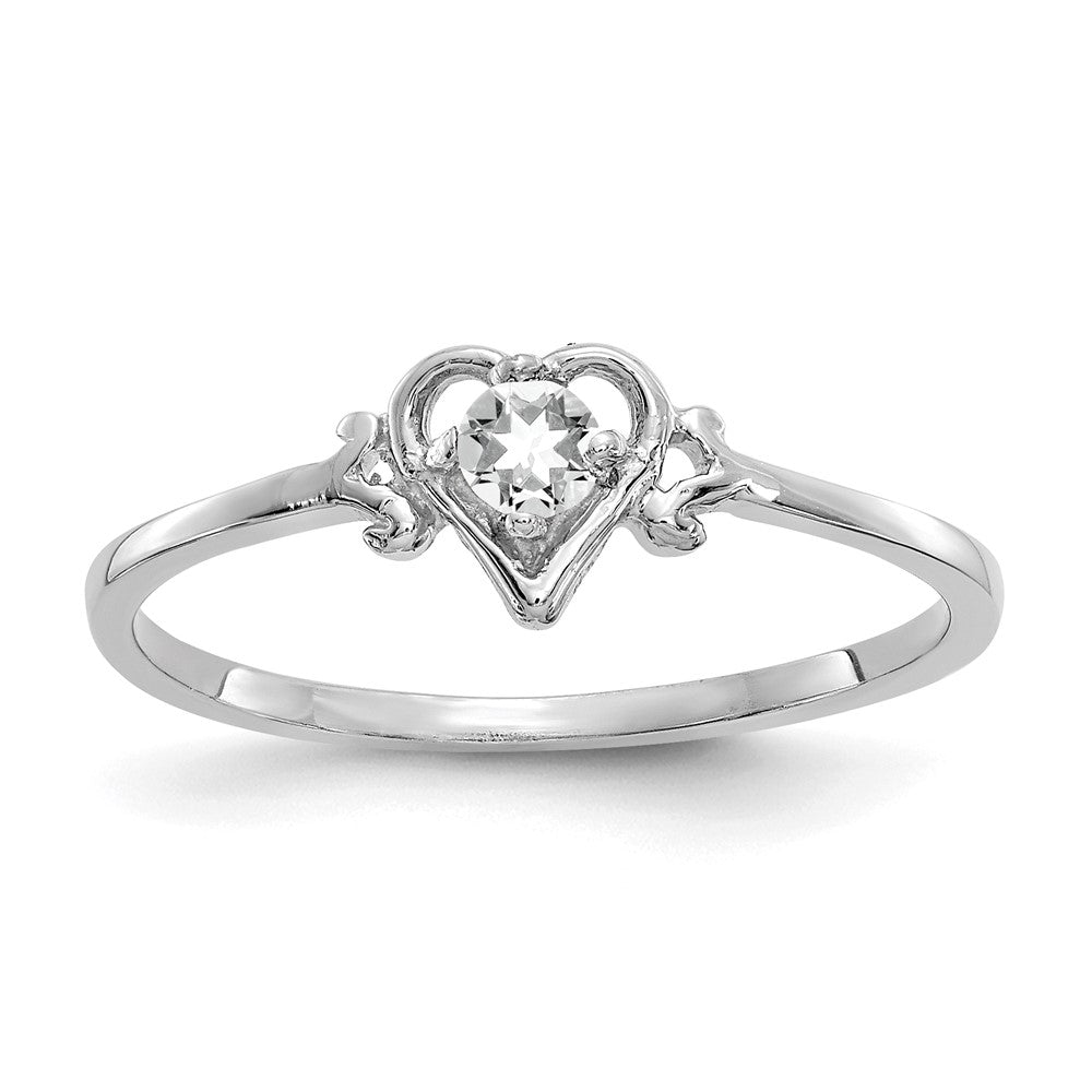 Shop Exclusive 10K White Gold Heart Ring with White Topaz - Stylish Value!