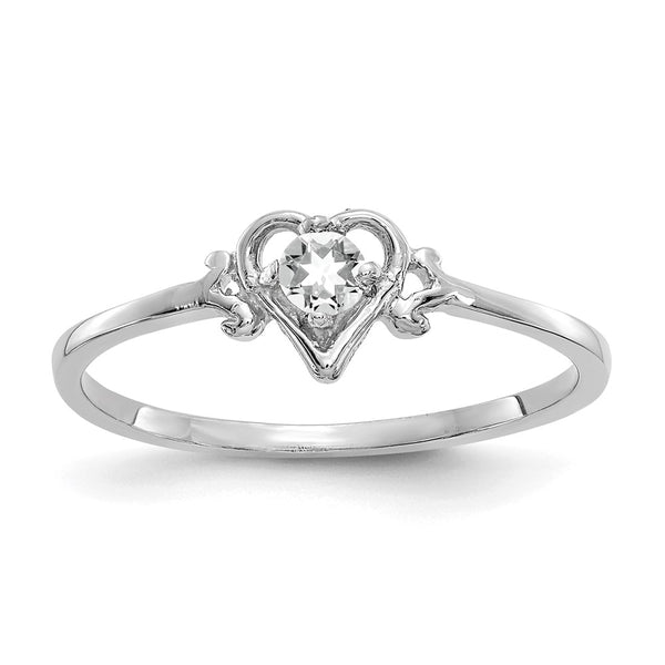 10K White Gold Heart Ring with White Topaz - Style GR1-1000921