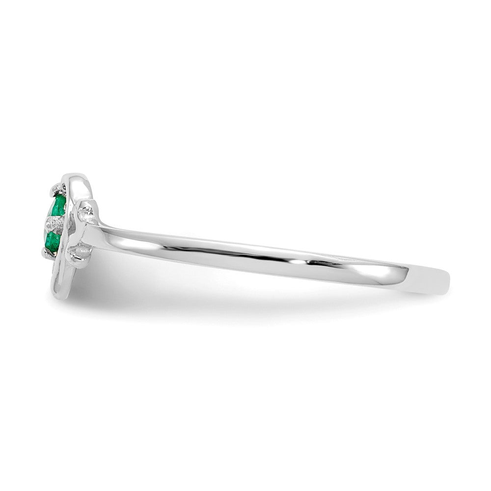 Shop 14K White Gold Heart Ring with Emerald Birthstone - Stylish & Affordable!