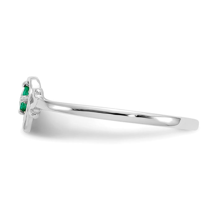 Shop 14K White Gold Heart Ring with Emerald Birthstone - Stylish & Affordable!-3