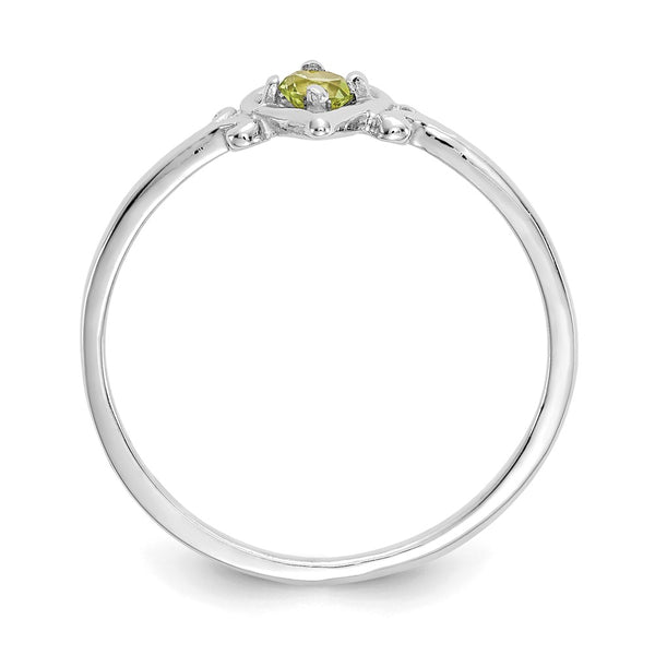 14K White Gold Heart Ring with Peridot - Gemstone