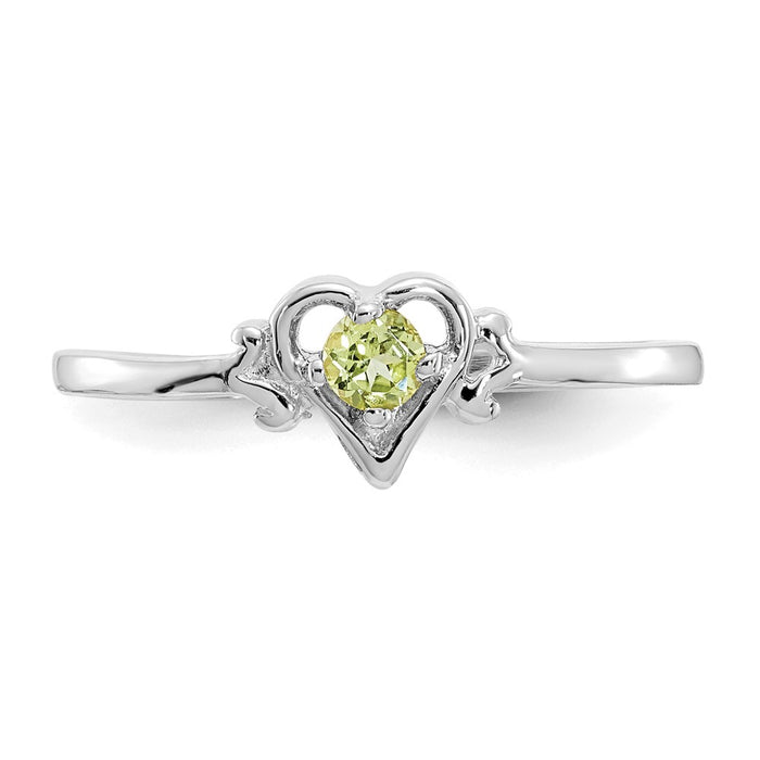 Exclusive 14K White Gold Heart Ring with Peridot - Stylish & Affordable Gemstone Jewelry-5