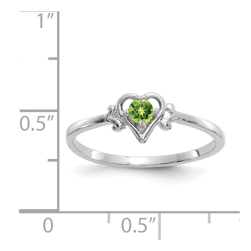 Exclusive 14K White Gold Heart Ring with Peridot - Stylish & Affordable Gemstone Jewelry