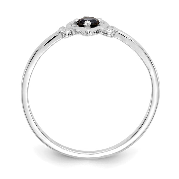 14K White Gold Heart Ring - Sapphire Birthstone