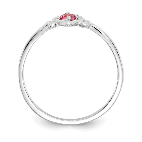 14K White Gold Heart Ring with Pink Tourmaline