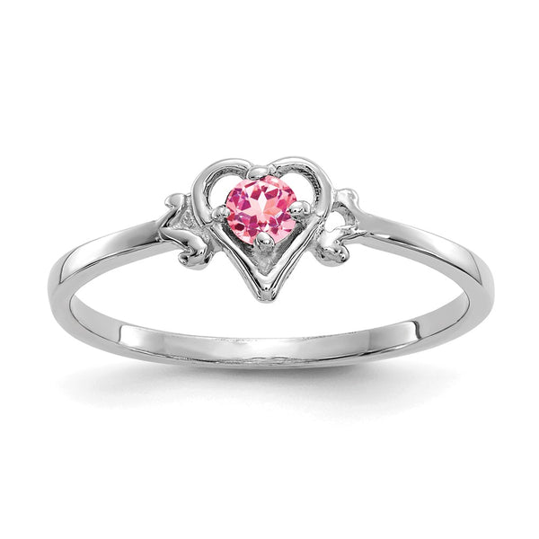 14K White Gold Heart Ring with Pink Tourmaline