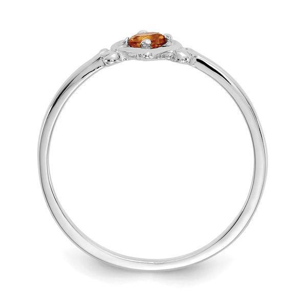 14K White Gold Heart Ring with Citrine