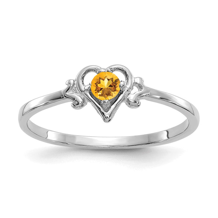 High-Quality 10K White Gold Heart Ring with Citrine - Stylish Value Piece-1