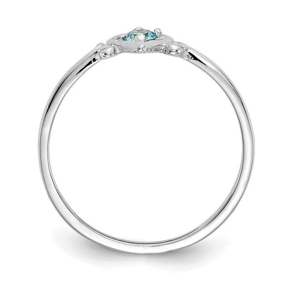 14K White Gold Heart Ring with Blue Topaz