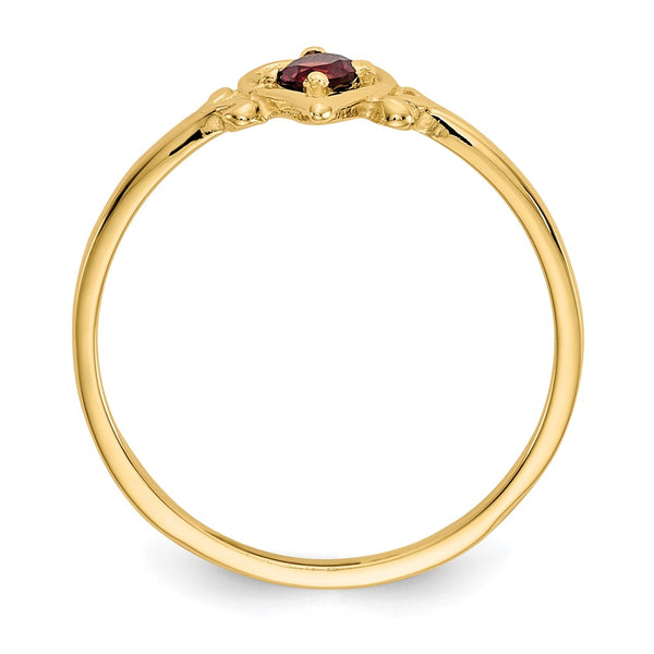 14K Gold Heart-Shaped Garnet Ring - Birthstone