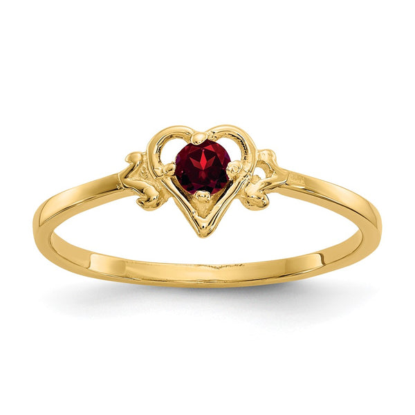 10K Gold Heart-Shaped Garnet Ring