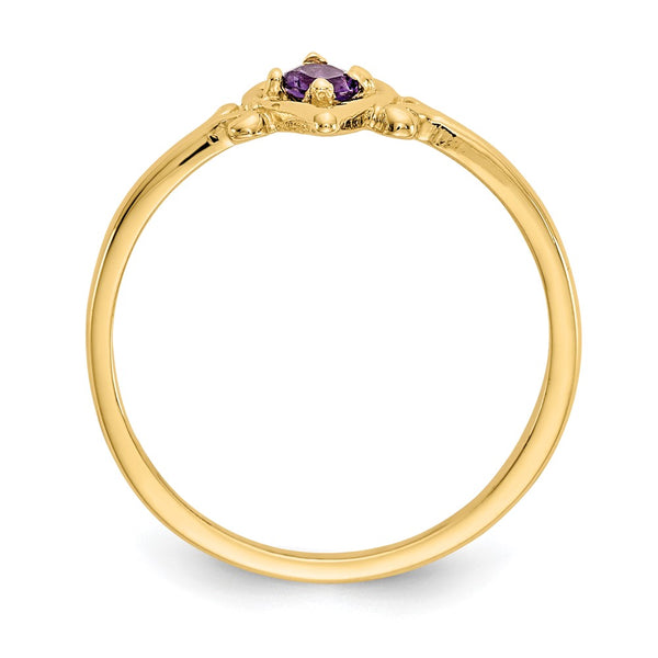 14K Gold Heart Ring with Amethyst Birthstone