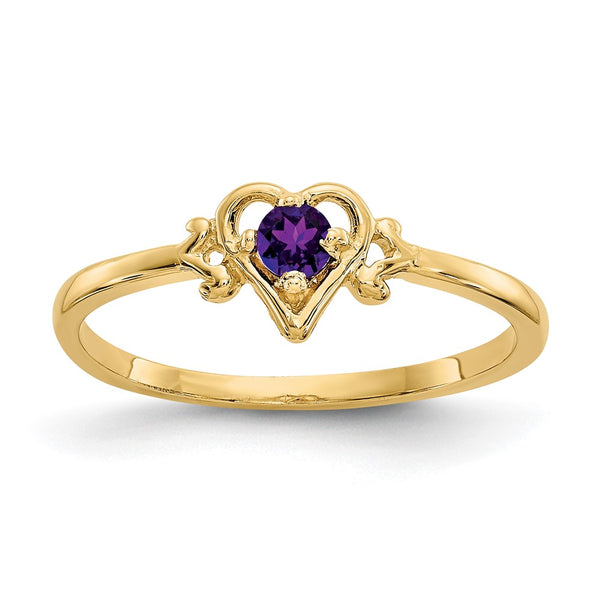 10K Gold Amethyst Heart Birthstone Ring
