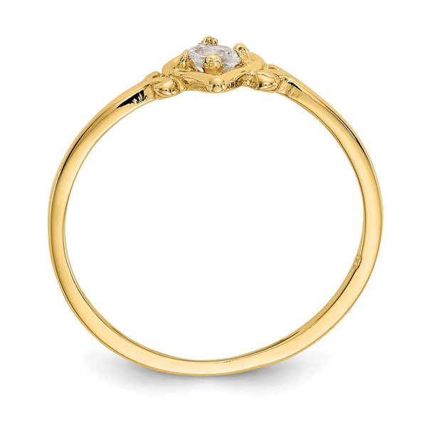 14K White Gold Heart Ring with Topaz