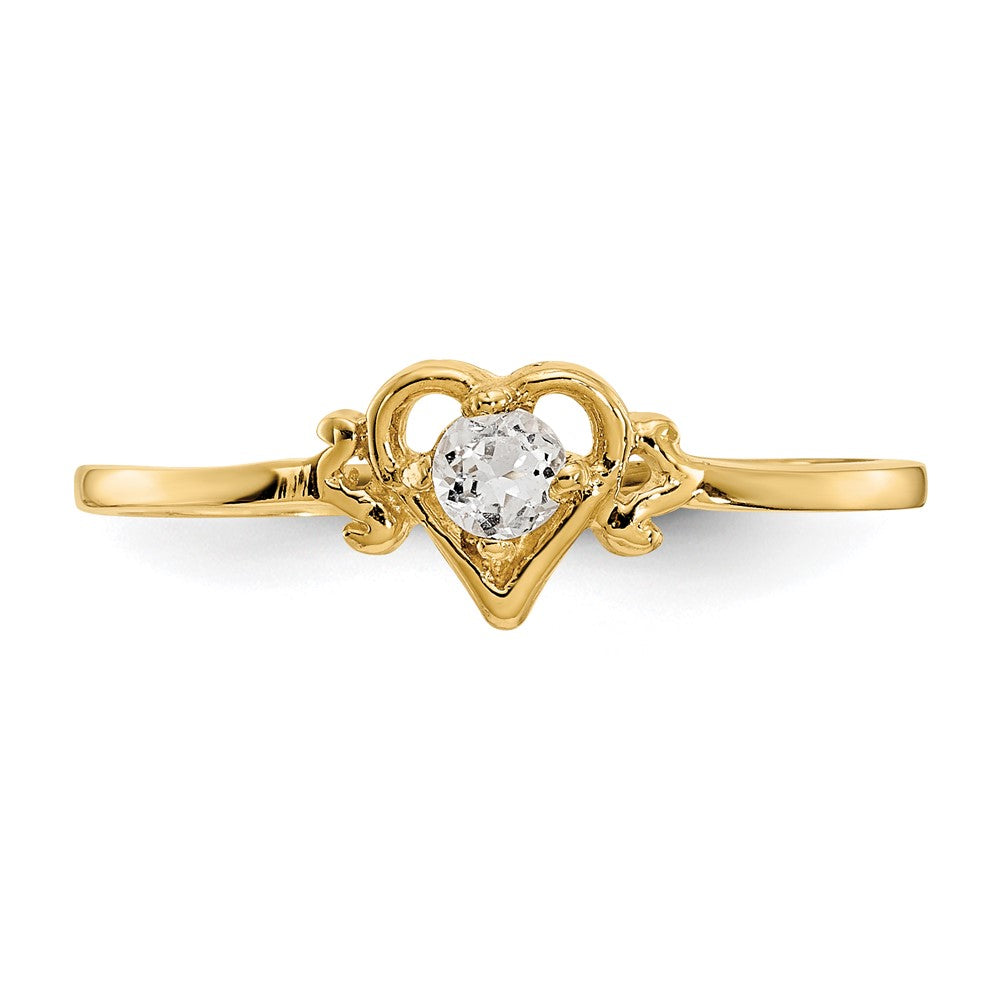 High-Quality 14K White Gold Heart Ring with Topaz - Stylish & Affordable!