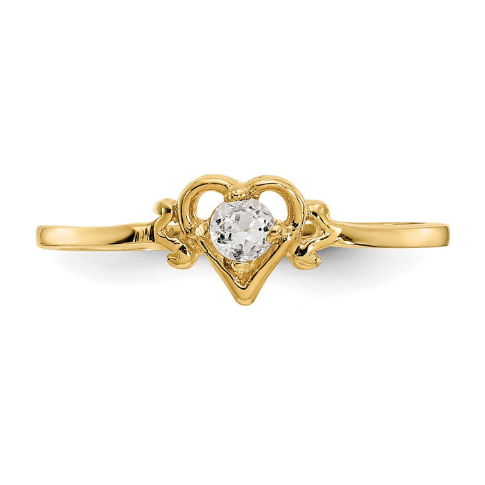 High-Quality 14K White Gold Heart Ring with Topaz - Stylish & Affordable!-4